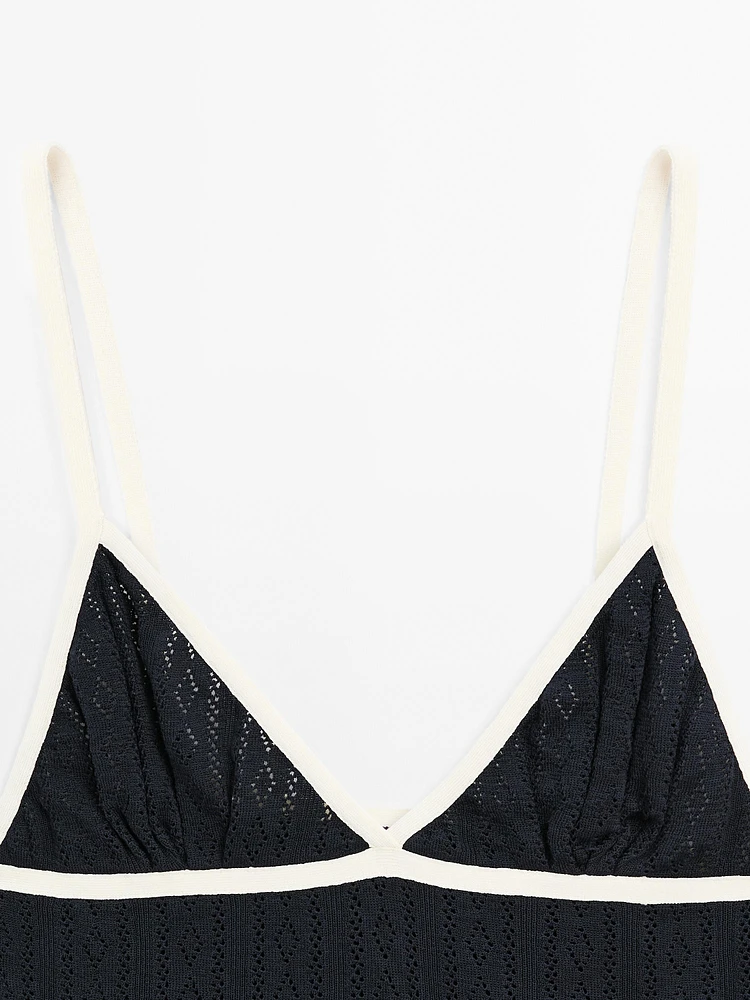 Top triangle maille pointelle
