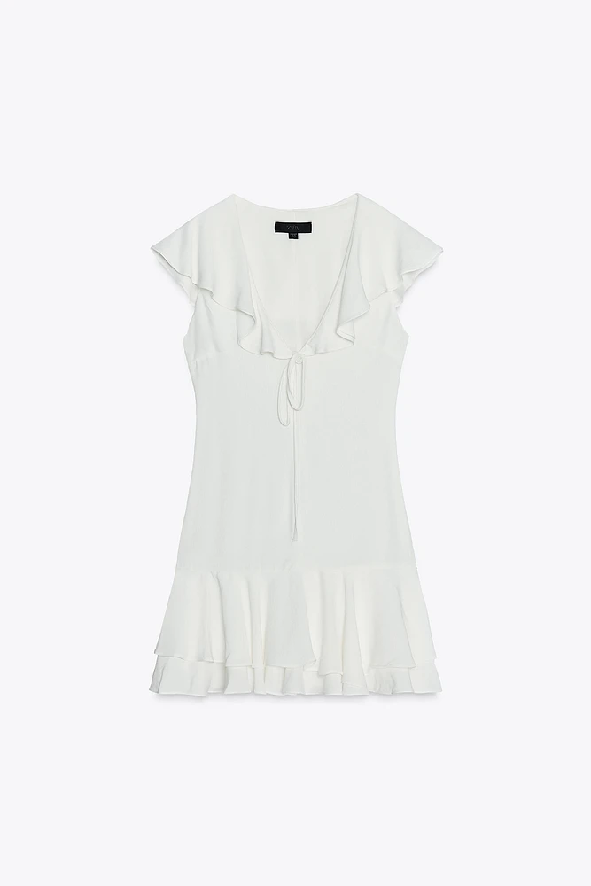 RUFFLED TIE SHORT DRESS