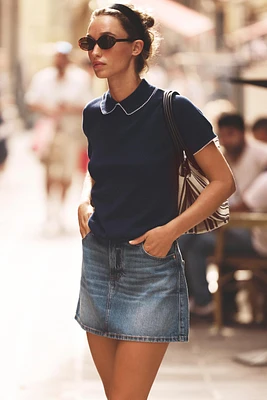 CONTRAST TRIM KNIT TOP