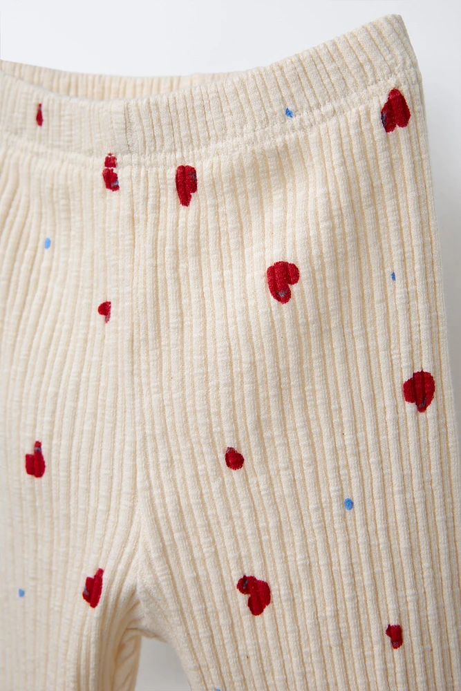 HEART RIBBED LEGGINGS