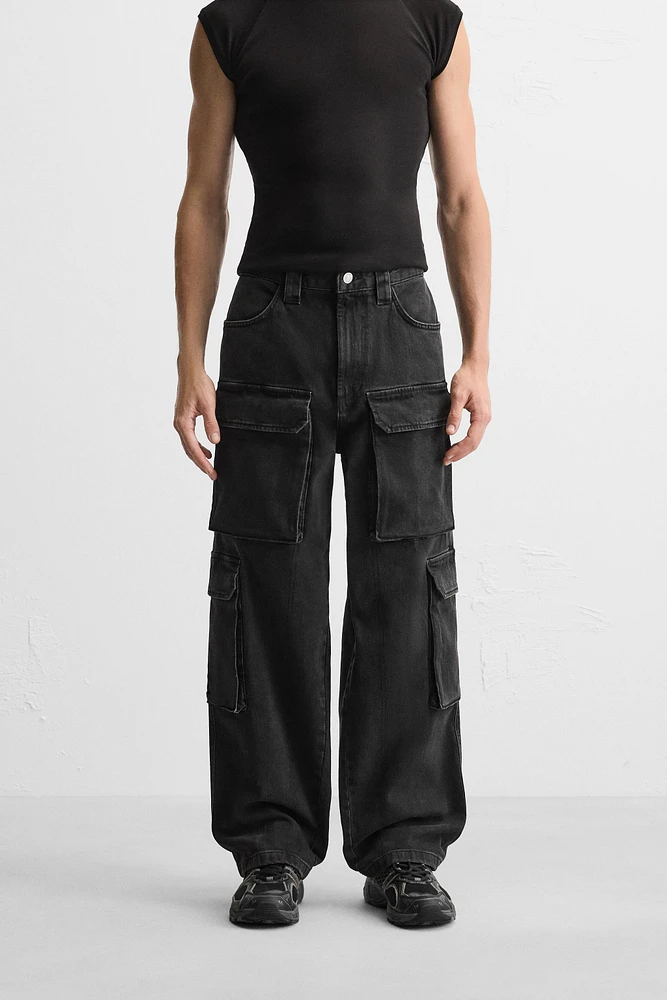 POCKET DENIM CARGO PANTS