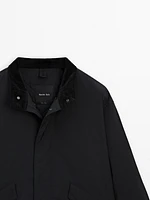 Parka courte avec col en velours côtelé
