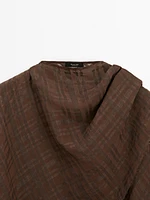 Check linen blend cape