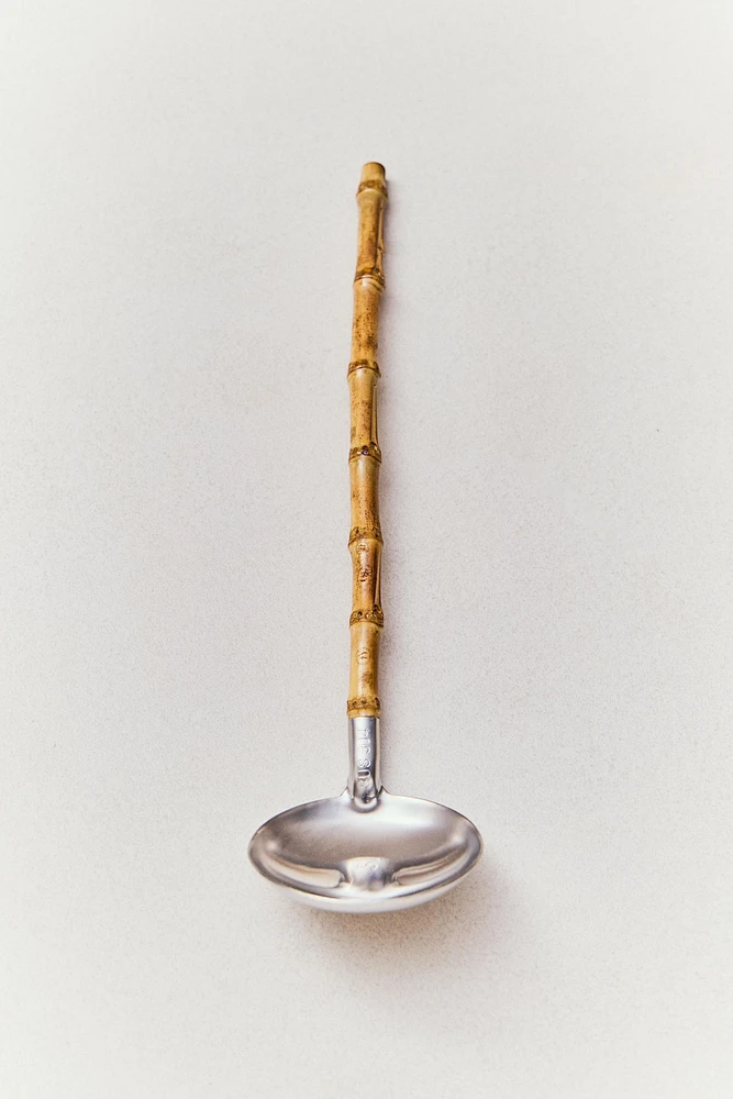 STEEL AND BAMBOO SERVING SPOON