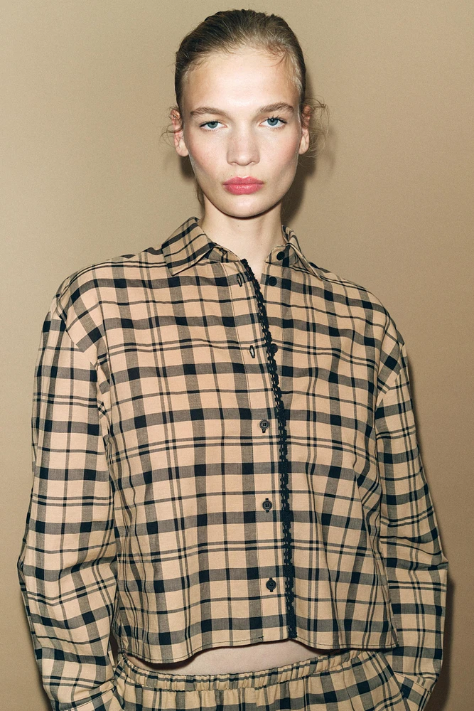 CHEMISE COURTE STYLE PYJAMA À CARREAUX