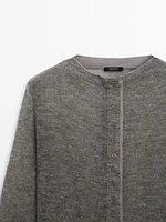 Short wool blend matching cardigan
