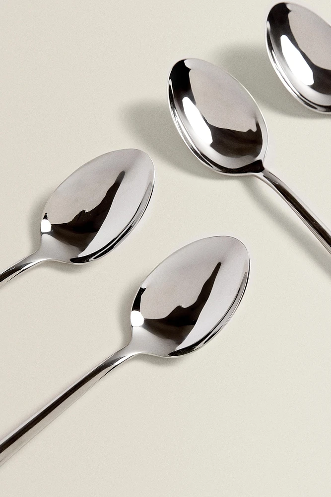 SET OF SHINY STEEL SPOONS (SET OF 4)