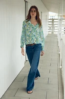FLORAL PRINT SHIRT WITH RUFFLES