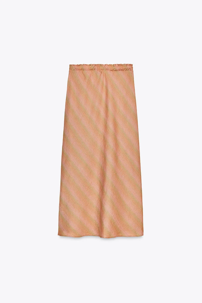 ZW COLLECTION 100% LINEN MIDI SKIRT