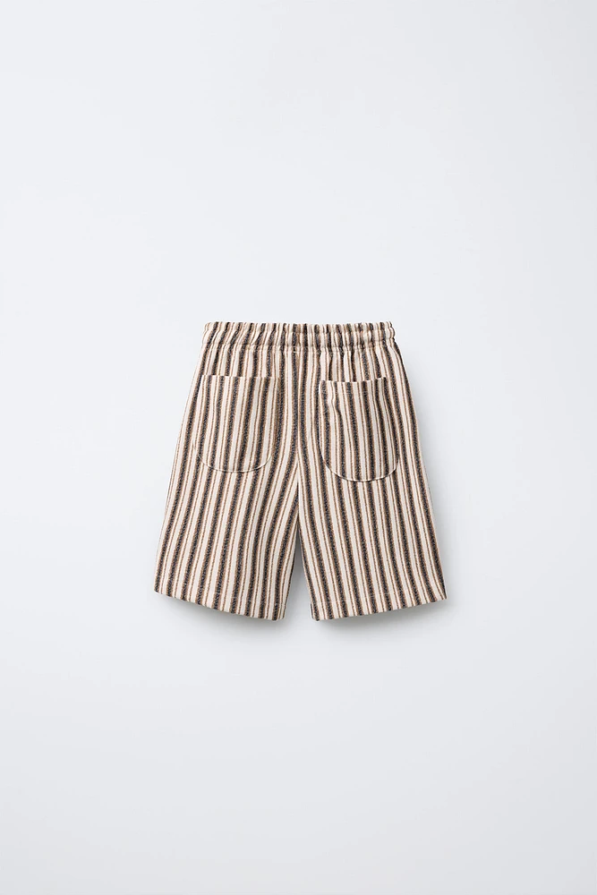 STRIPED TEXTURED SHORTS