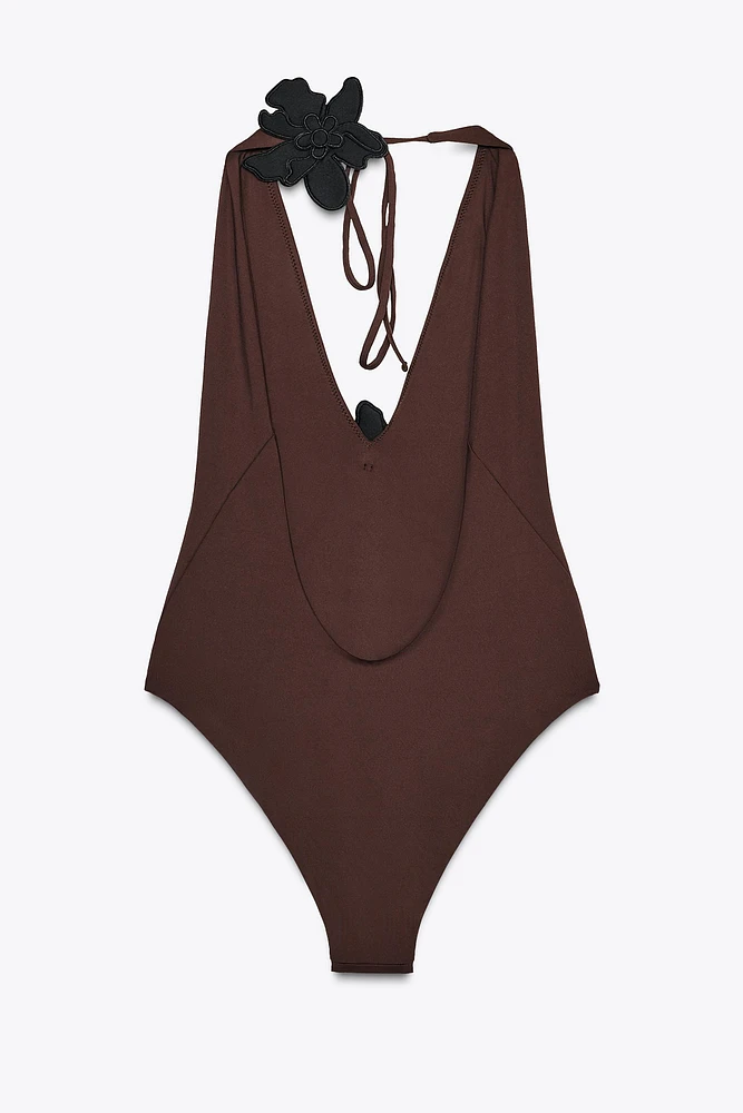 FLORAL HALTER SWIMSUIT