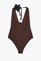 FLORAL HALTER SWIMSUIT