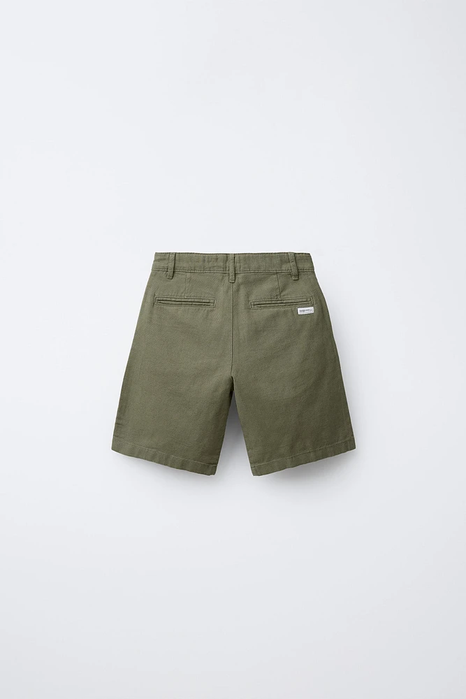 LINEN BLEND CHINO SHORTS