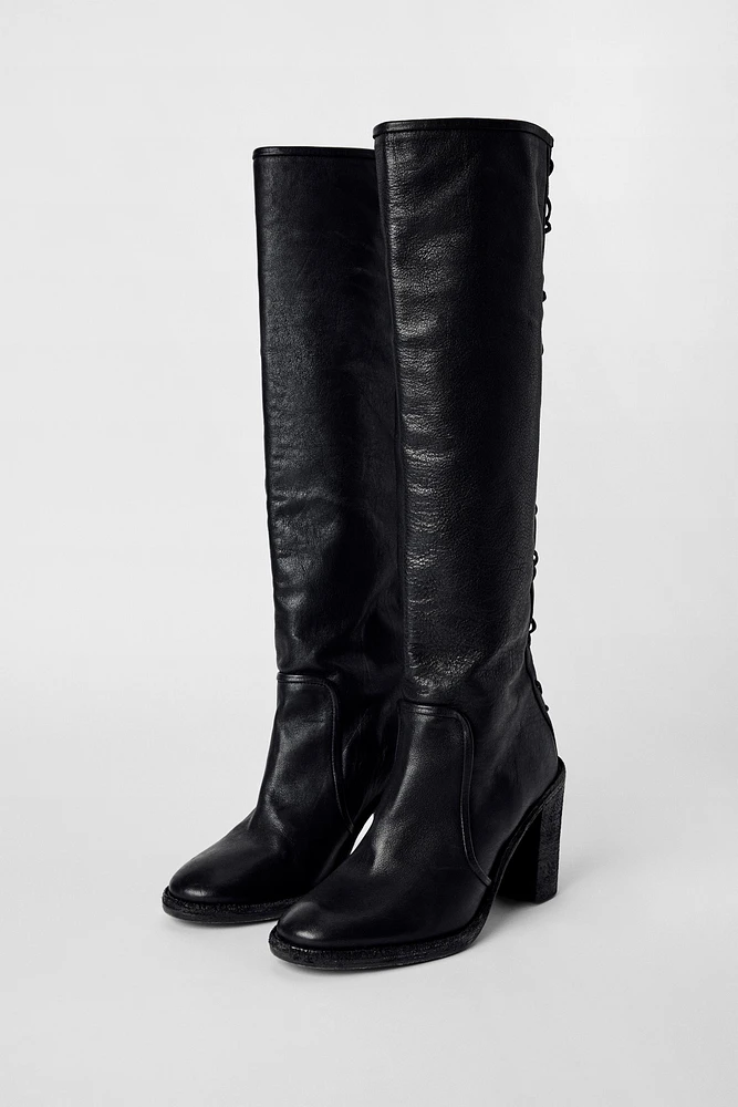 BOTTES À LACETS EN CUIR KATE MOSS X ZARA