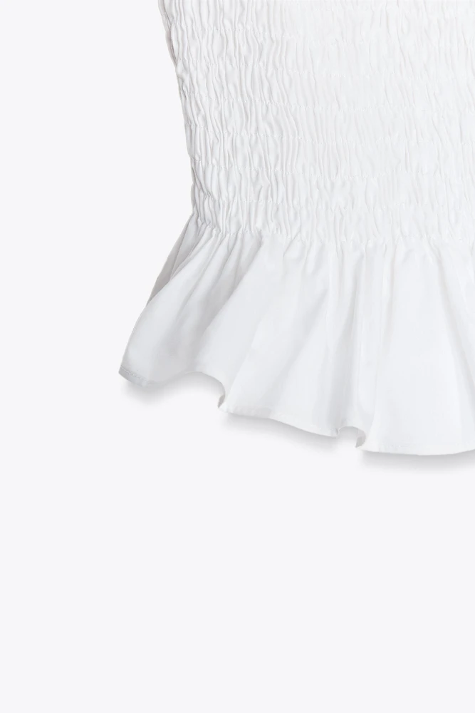 STRAPLESS POPLIN TOP