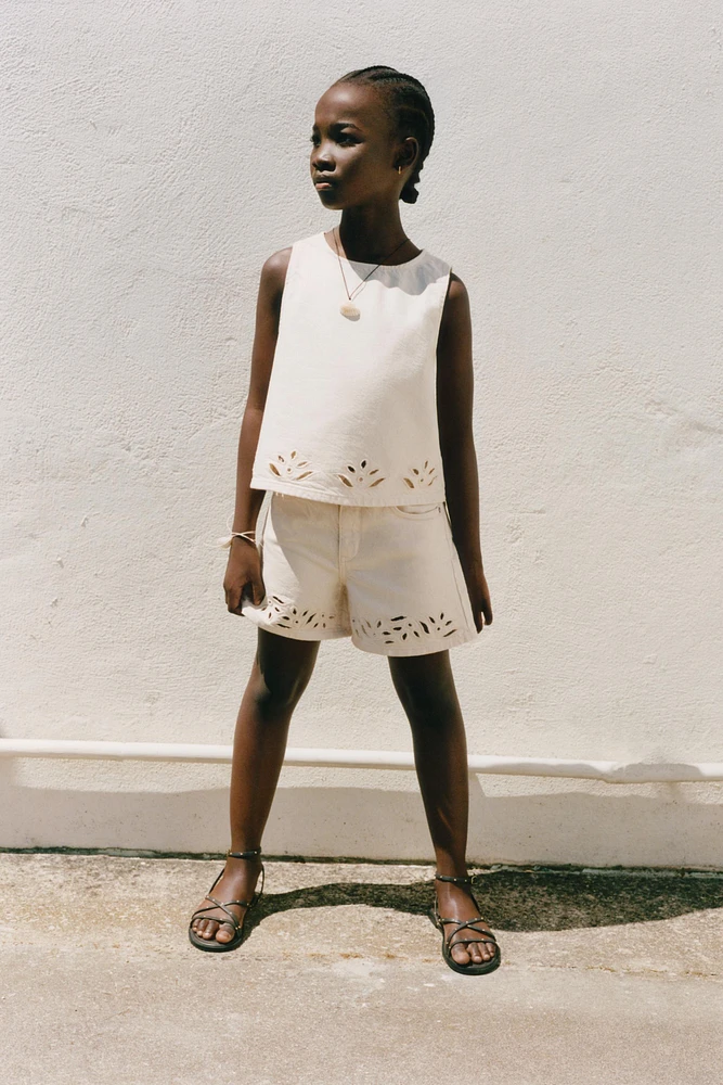 EMBROIDERED DENIM TOP