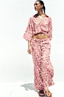 PRINTED RUSTIC WIDE-LEG PANTS