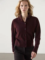 Wool mock turtleneck cardigan