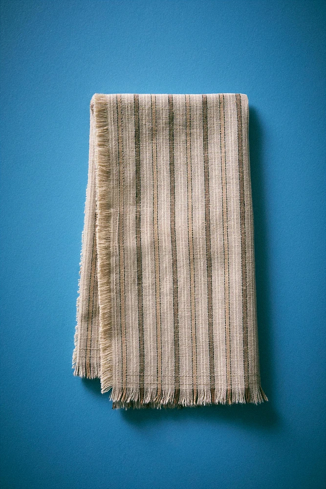 LOT SERVIETTES DE TABLE EN LIN COTON RAYURES