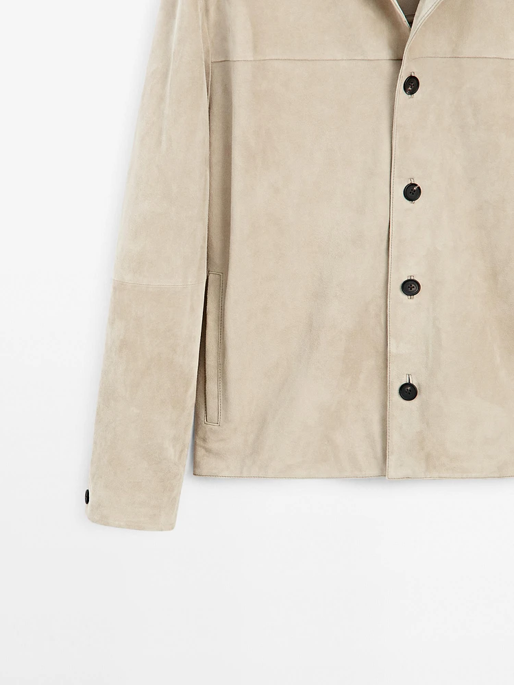 Short suede leather jacket