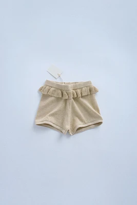 ZARA TIMELESS - RUFFLED KNIT BERMUDA SHORTS