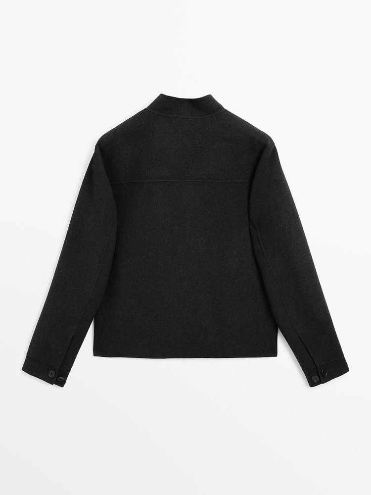 Double wool blend bomber jacket
