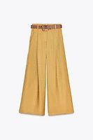 PANTALON LARGE SATINÉ CEINTURE