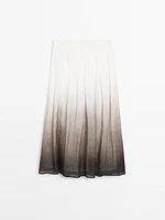 Ombré print box pleat midi skirt