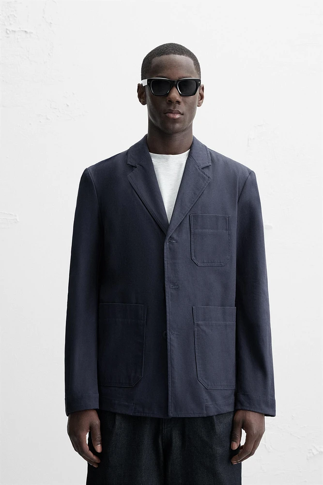 STRUCTURED HERRINGBONE OVERSHIRT