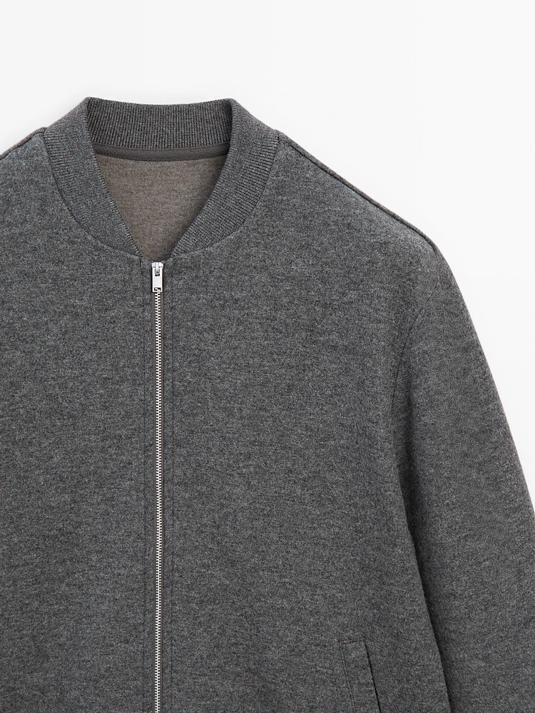 Double wool blend bomber jacket