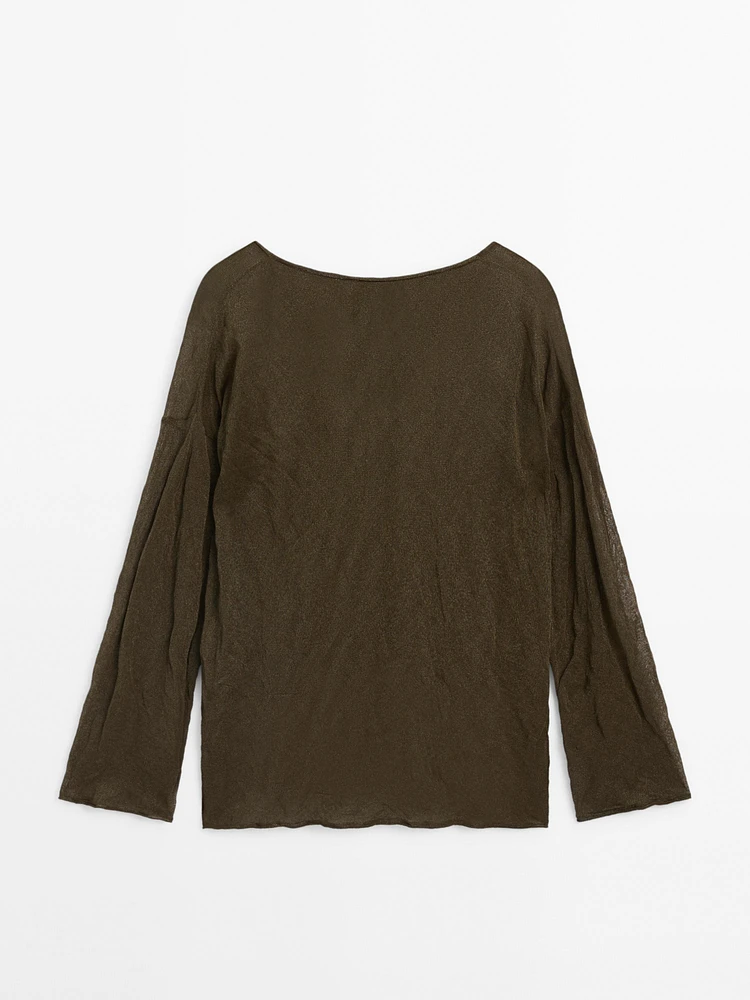 Creased-effect knit sweater