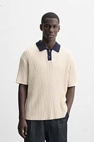 CONTRASTING KNIT POLO SHIRT