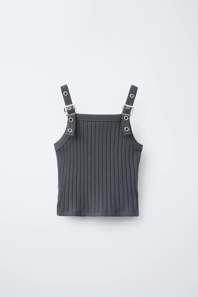 T-SHIRT RIB BRETELLES BOUCLES