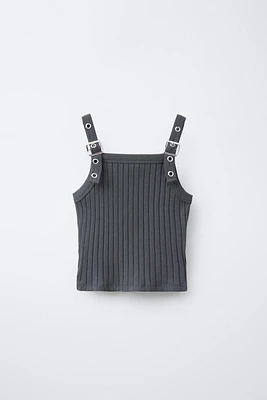 T-SHIRT RIB BRETELLES BOUCLES