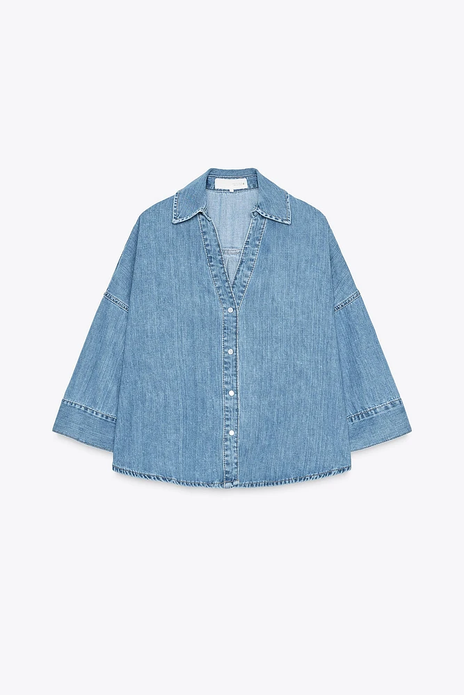 CHEMISE Z1975 FLUIDE EN JEAN À MANCHES LARGES