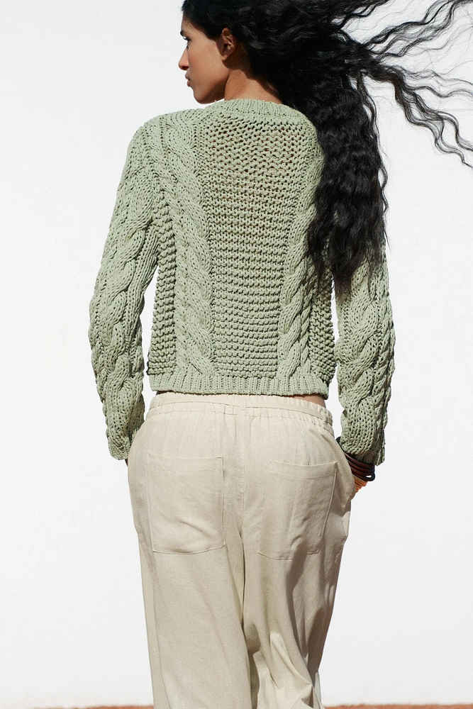 KNIT JACKET WITH FLOWER BUTTONS
