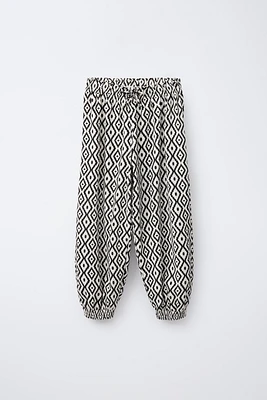 PRINTED TEXTURED BALLOON PANTS