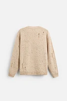 HEATHERED RIPPED EFFECT SWEATER
