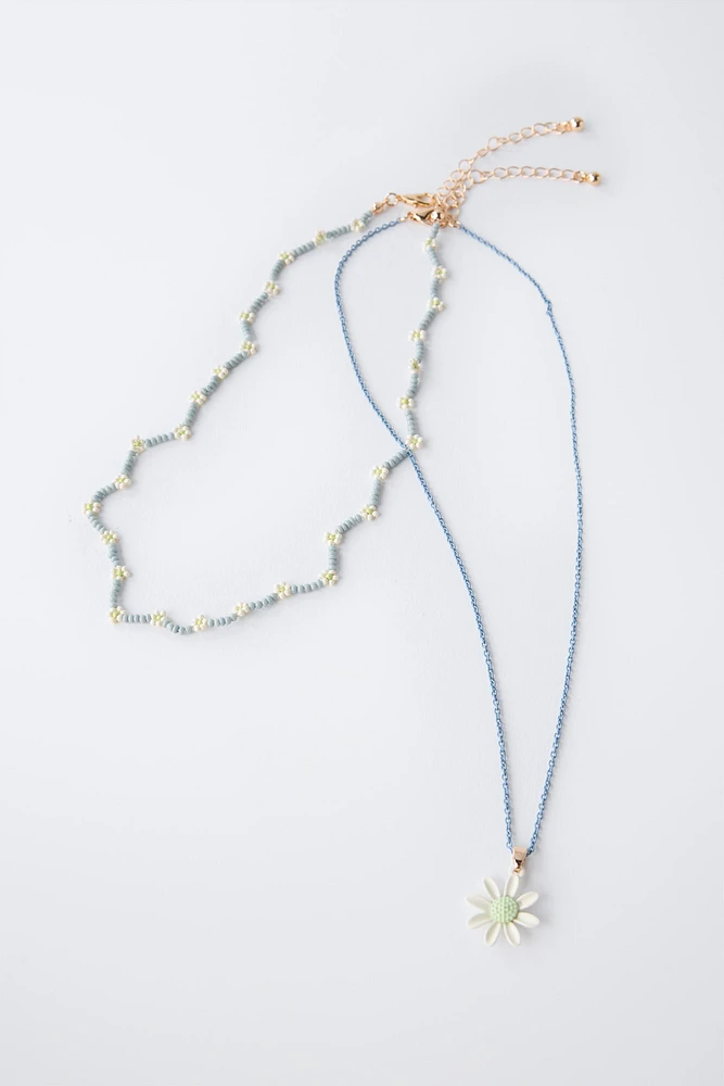 PACK OF TWO DAISY BEAD NECKLACES