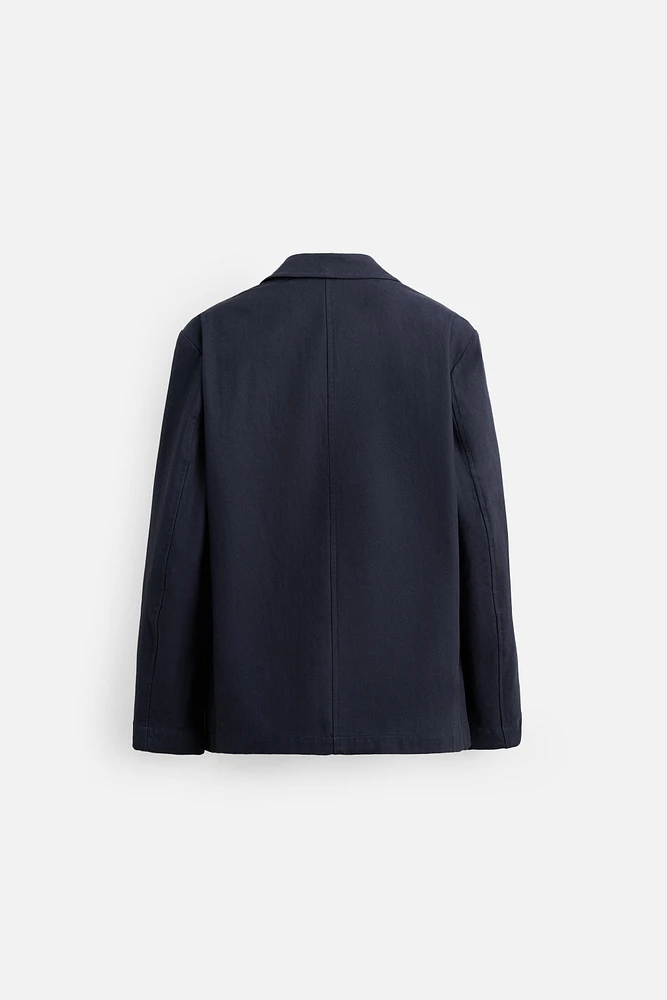 STRUCTURED HERRINGBONE OVERSHIRT