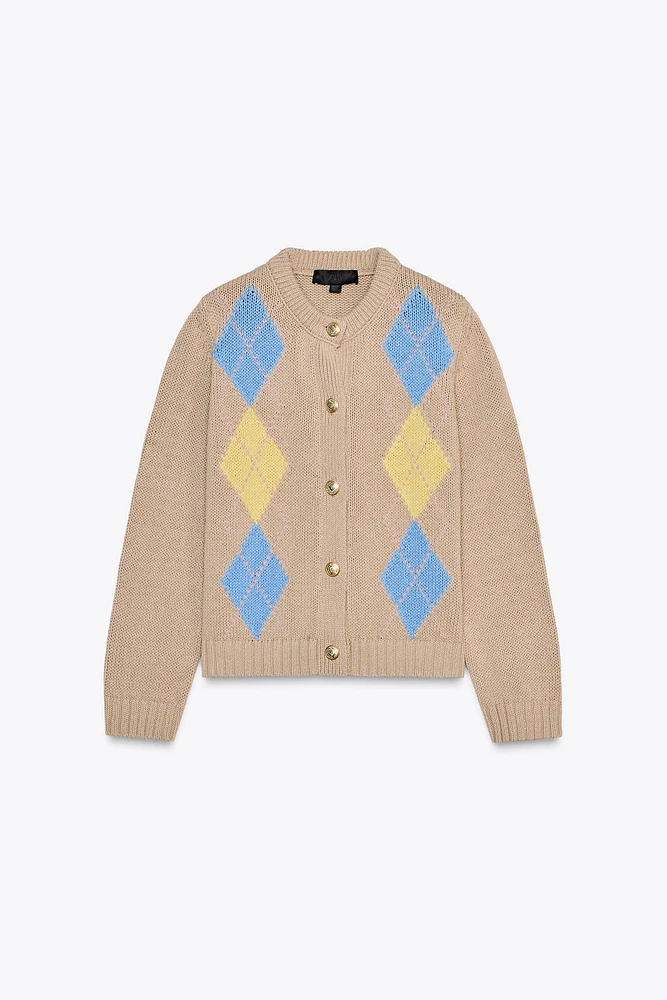 GILET EN MAILLE À LOSANGES