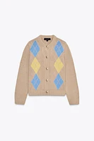 ARGYLE KNIT CARDIGAN