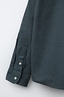 LINEN MANDARIN COLLAR SHIRT