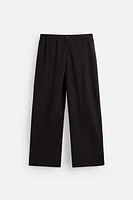 PANTALON EN COTON ET LIN À PLIS