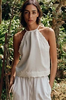 HALTER TOP WITH CROCHET DETAIL