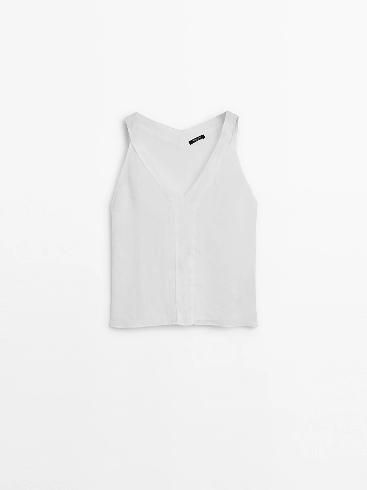 Flowing double fabric top