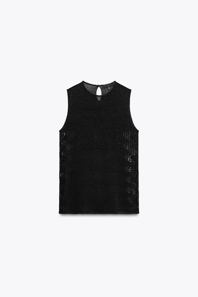 POINTELLE KNIT SIDE TOP