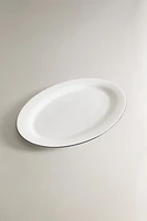 BONE CHINA SERVING DISH WITH BLACK RIM