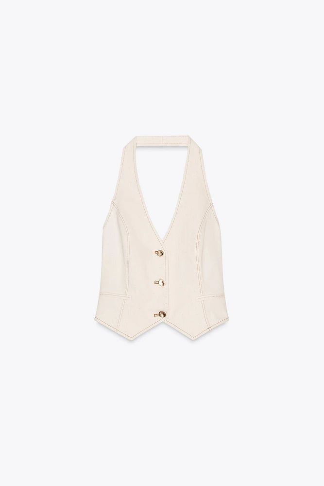TOP HALTER SURPIQUÉ