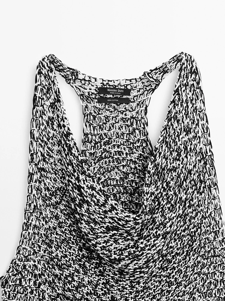 Top drapé en maille chinée